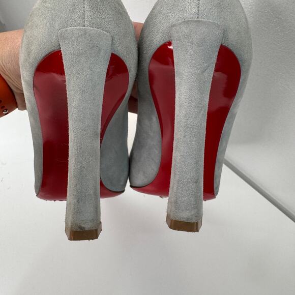 CHRISTIAN LOUBOUTIN Condora Pumps Light Blue Suede Pointed Toe Stiletto Heel 38 - Picture 8 of 12